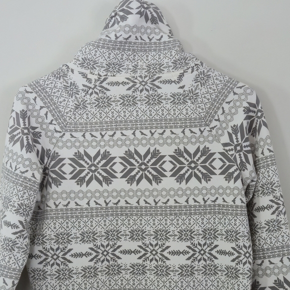 EDC by Esprit Fair Isle Y2K Cowl Neck Hoodie Sweatshirt Gray White M - Picture 8 of 13